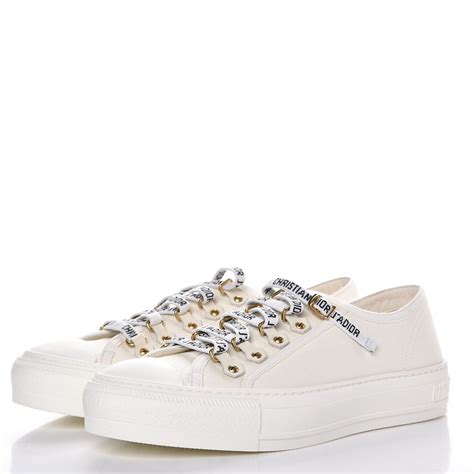 walk n dior low top sneaker in white canvas|christian dior platform sneakers.